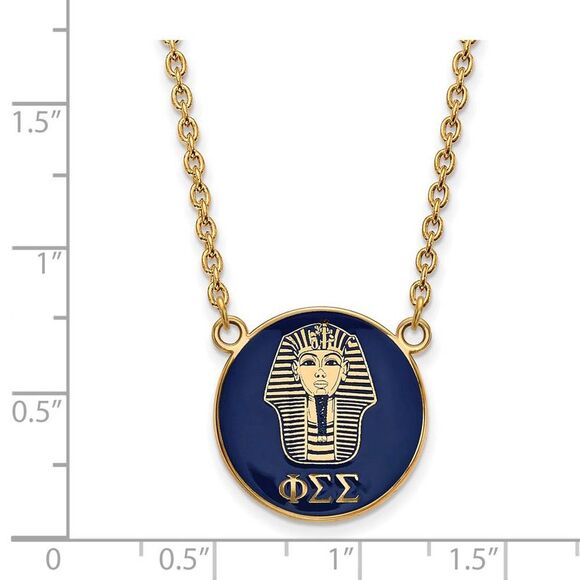 14K Plated Silver Phi Sigma Sigma Large Enamel Logo Necklace - Picture 3 of 6